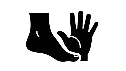 Obraz premium Black silhouette of foot and hand.