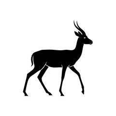 Obraz premium Black silhouette of an antelope walking.