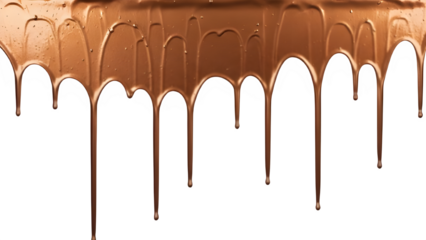 melted chocolate dripping on white background