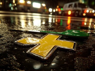 Selective focus. Emergency repair skills in action on the road