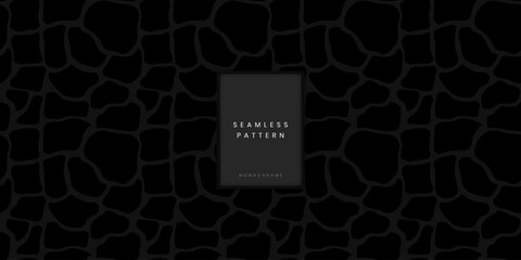 Unique seamless animal pattern with dark grey giraffe skin patches or organic safari hide on black background for creative textile print and sophisticated wallpaper design © gegen