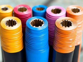 Selective focus. Laying cables in residential and industrial buildings