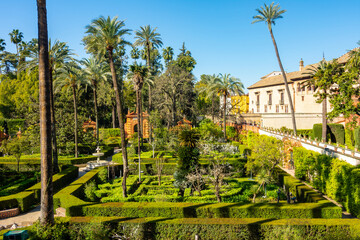 Fototapeta premium Alcazar of Seville gardens in Andalusia, Spain