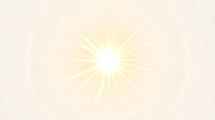 Obraz premium A radiant golden light emanates from a pure white background, creating a soft glowing star with long light rays. The core shines intensely, transitioning into warm golden and pale yellow shades.