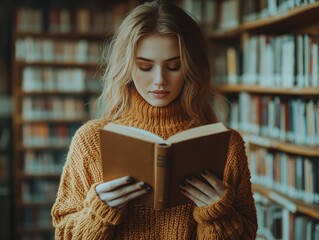 Selective focus. Person reading their favorite book in a calm setting