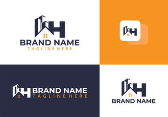 Letter H real estate logo vector - Letter H with home design.
