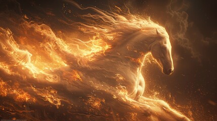 Galloping flaming horse