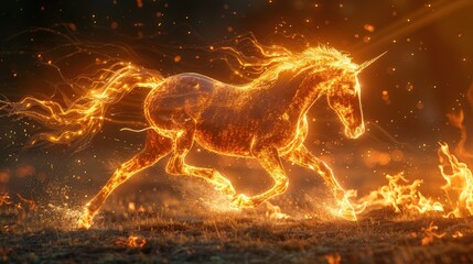 Galloping flaming horse