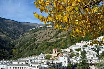 Pampaneira bajos los &aacute;lamos en oto&ntilde;o, provincia de Granada, Andaluc&iacute;a, Espa&ntilde;a
