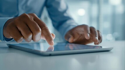 Business Professional Using Tablet for Data Analysis Digital Transformation Technology Innovation Modern Workplace Remote Work Cybersecurity Financial Reporting Stock Footage Video - Powered by Adobe