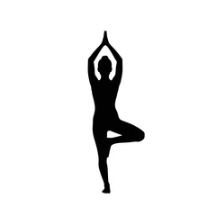 Fototapeta premium Woman in Yoga Tree Pose Silhouette.