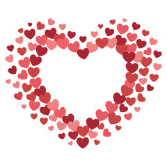 Romantic Heart Frame Made of Red and Pink Hearts on White Background