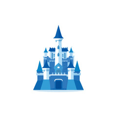 Obraz premium Fairytale Castle Illustration Blue Palace, Isolated, White Background