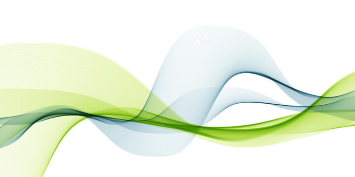 Abstract green wave vector illustration featuring a light blue curve design with motion lines and a flowing pattern on a modern technology backdrop