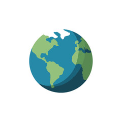 Fototapeta premium Flat Earth Icon Globe with Landmass Outlines