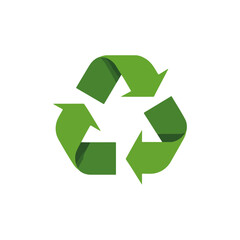Obraz premium Modern Green Recycle Symbol on White Background