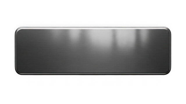 A sleek black rectangle with a brushed metal finish isolated on transparent background