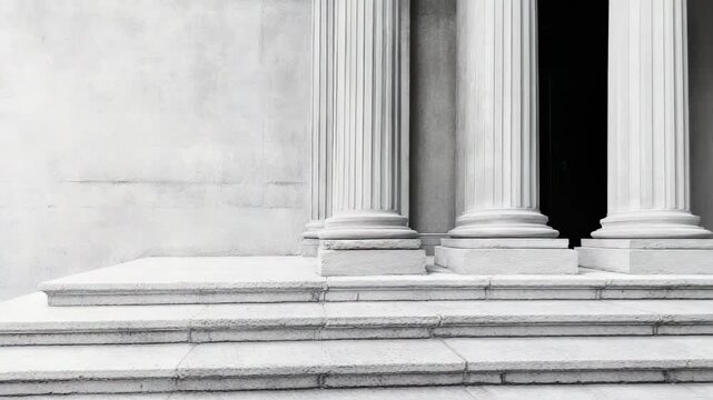 Stairs leading to tall columns of classical building