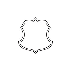 Empty Shield Emblem Outline on White Background Security Symbol Blank