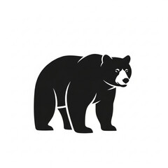 Fototapeta premium Black bear silhouette standing on looking right