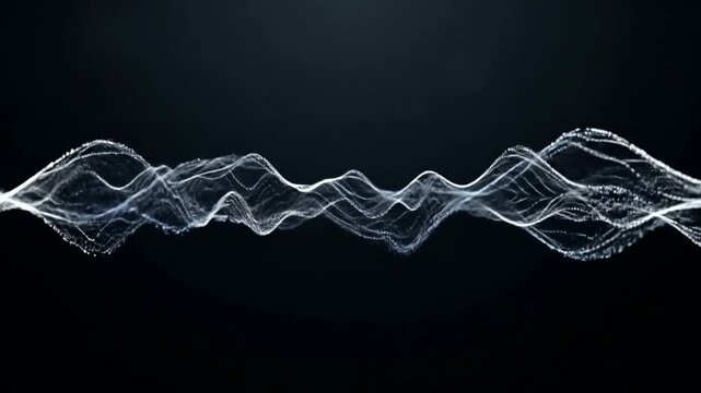 White Sound Waves on Dark Background.
