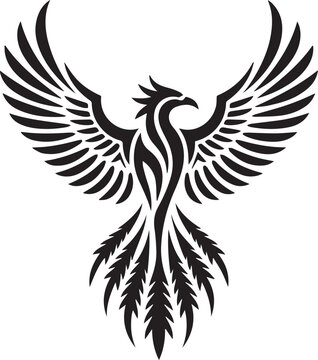 Stylized Phoenix Bird Vector Silhouette Logo Design