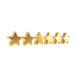 Shiny gold stars rating symbol for excellence and quality
