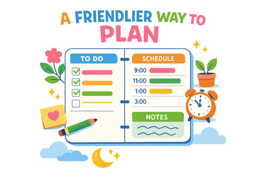 Friendly planning guide with schedule and to-do list - Powered by Adobe