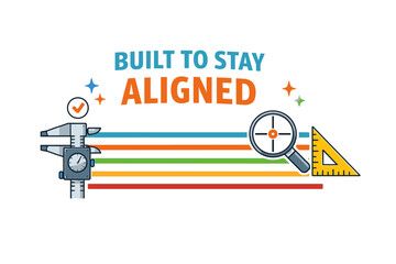 Precision tools and vibrant lines with caliper, magnifying glass, and square