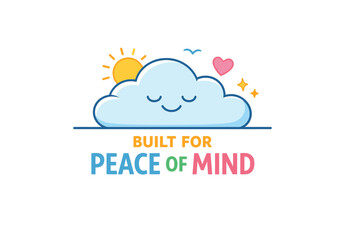 Obraz premium Peaceful cloud with sun, heart, and stars illustration
