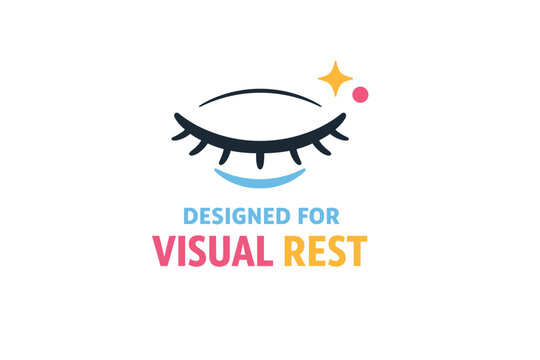 Eye design with visual rest text and decorative elements