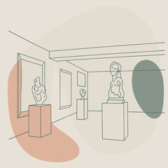 Monochrome Fruit Sculptures in Modern Art Gallery