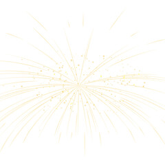 Obraz premium Bright golden starburst fireworks with radiant glowing sparks, warm shimmering dust, and elegant festive illumination ideal for high-end holiday overlays and transparent PNG designs 