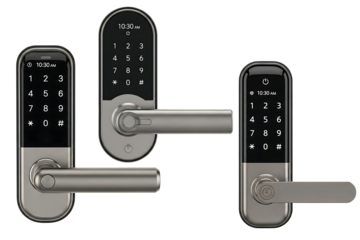 Set of Three Modern Smart Digital Door Locks with Handles