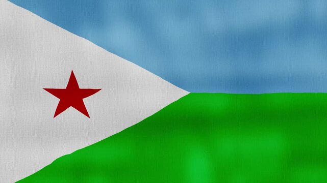 Animated Djibouti Flag Waving with Fabric Texture for National Holiday Celebration and Patriotic Symbol, Seamless Loop