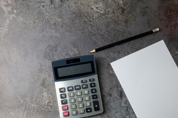Calculator With Pencil And Blank Paper