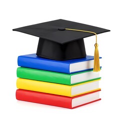 graduation cap and books