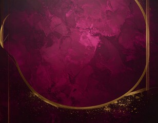 Deep magenta abstract backdrop with textured strokes and gold embellishments that frame the central space, with a dark border