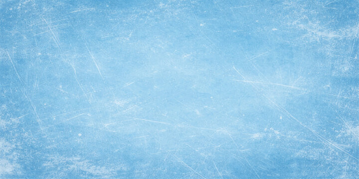 Abstract blue grunge and watercolor background featuring a frozen winter texture with white snow frost and cold ice patterns on a bright seasonal surface