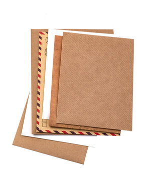Stack of different postal envelopes and blank cards