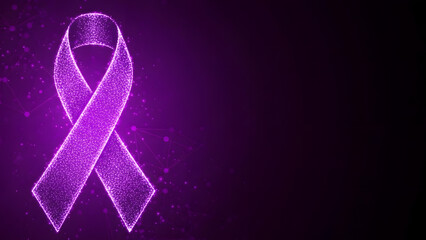 Purple ribbon symbolizing cancer awareness and support