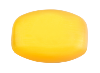 Yellow scented bar soap for daily hygiene on transparent background