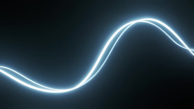 Bright blue light streak forming a dynamic wave pattern against a dark, atmospheric background image