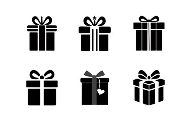 Gift box vector silhouette for creative designs.