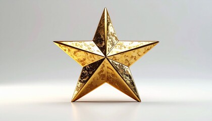 A detailed image of a five-pointed golden star on a soft gradient background