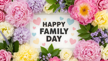 Happy family day celebration with flowers