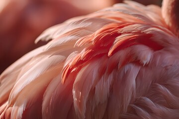 Macro photograph of vibrant pink plumage showing feather detail