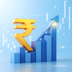 Indian Rupee Growth Concept with Rising Financial Bar Chart and Upward Arrow
