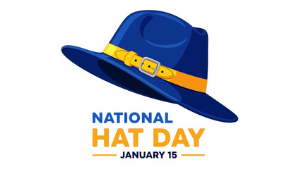 Celebrate National Hat Day with this Stylish Blue Fedora Illustration January 15th Festive Graphic national hat day