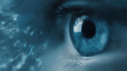 Data surveillance concept with a watchful digital eye over global financial markets, monitoring data and economic activity, futuristic style